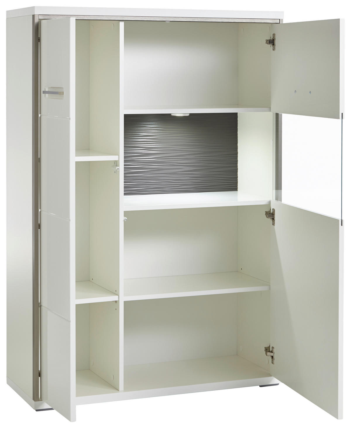 VYSOKÁ KOMODA, šedá, barvy stříbra, bílá, 94/137/38 cm - bílá/šedá, Design, kov/kompozitní dřevo (94/137/38cm) - Livetastic