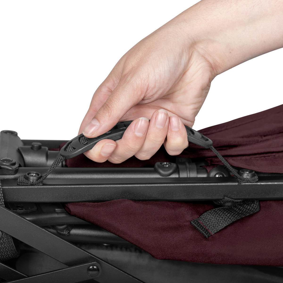 BUGGY Fold N Care  - Beere/Schwarz, Basics, Metall (87/47/107cm) - Hauck