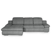 ECKSOFA 165/286 cm  in Chenille Dunkelgrau Rücken echt, Armteilverstellung, Kopfteilverstellung, Kopfstütze  165/286 cm  - Chromfarben/Dunkelgrau, Design, Textil/Metall (165/286cm) - Livetastic