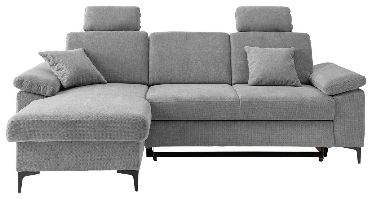 ECKSOFA Chenille Grau  - Schwarz/Grau, Konventionell, Textil/Metall (151/245cm) - Livetastic