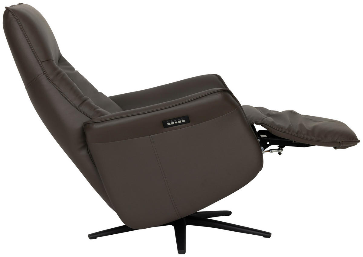 RELAXSESSEL Lederlook Echtleder    - Schwarz/Braun, Design, Leder/Holz (79/110/83cm) - Livetastic