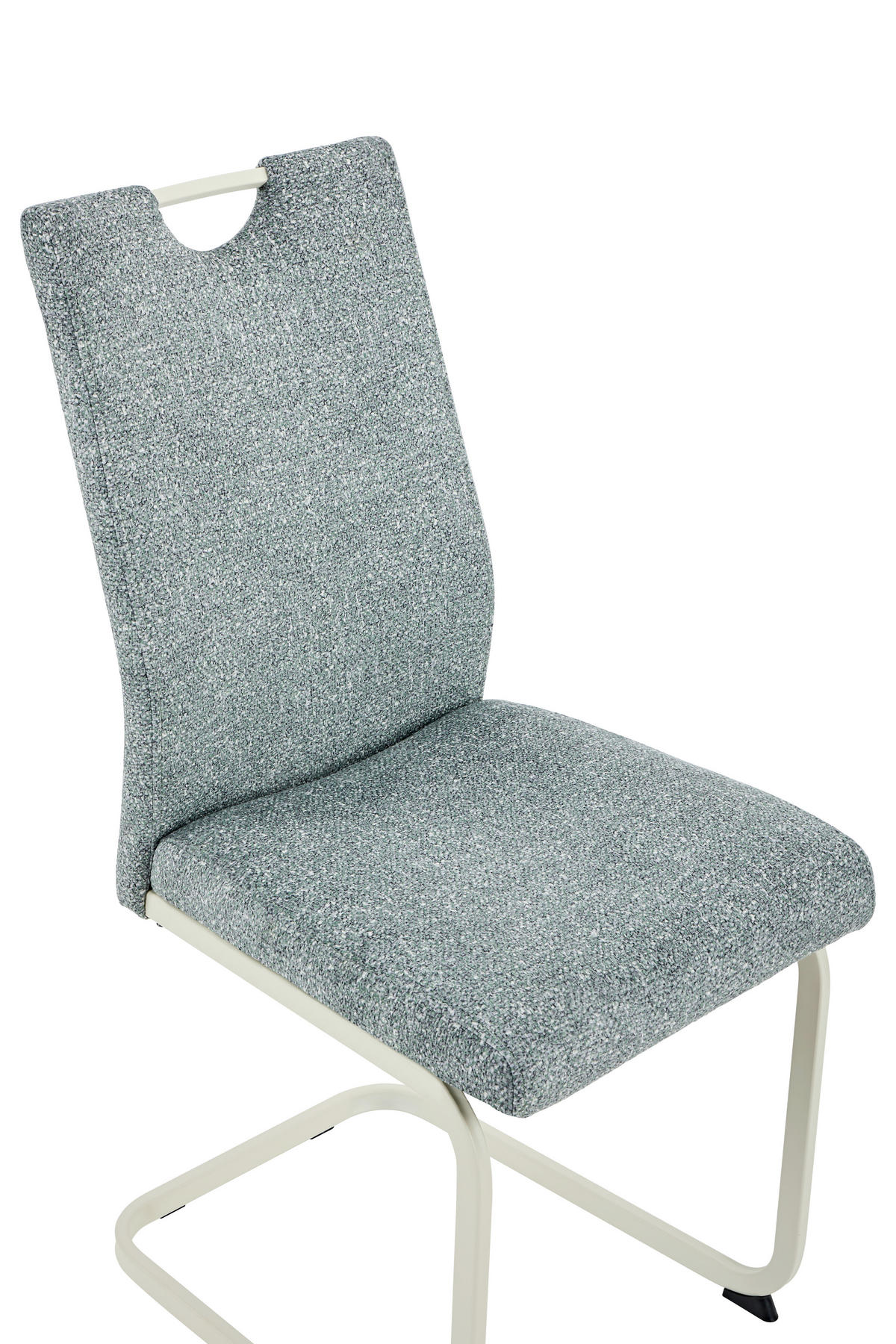 SCHWINGSTUHL-SET 4 Stück  in Stahl Webstoff, Mikrofaser  - Creme/Mintgrün, MODERN, Textil/Metall (45/98/59cm) - P & B