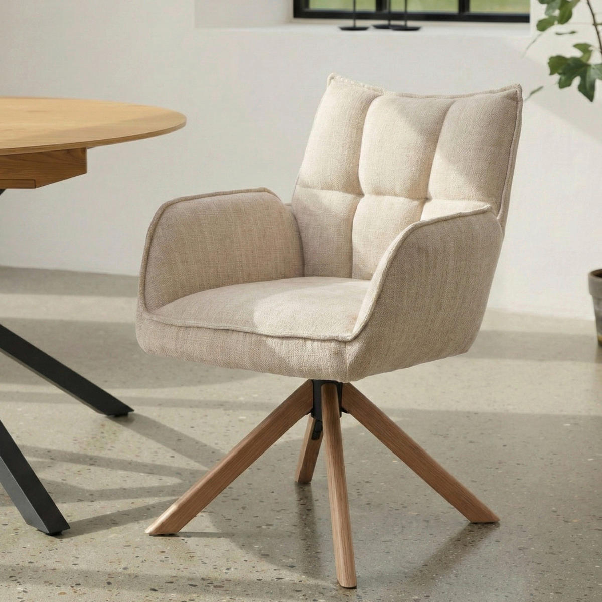 ARMLEHNSTUHL-SET 2 Stück  in Chenille  - Beige/Creme, MODERN, Holz/Textil (59/86/65cm) - Livetastic