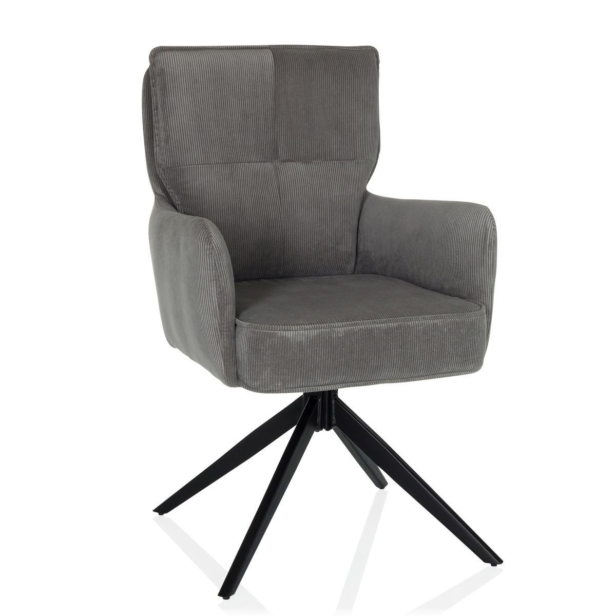 ARMLEHNSTUHL  in Cord  - Schwarz/Grau, MODERN, Textil/Metall (58/94/60cm) - MID.YOU