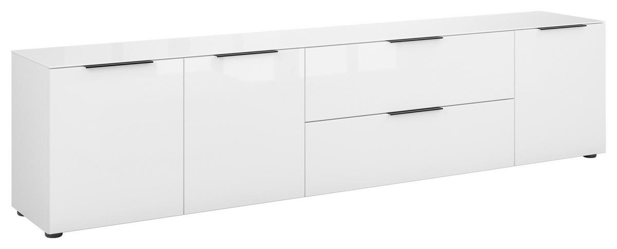 LOWBOARD Style  in 225/53,9/40 cm  - Weiß Hochglanz/Schwarz, Basics, Glas/Holzwerkstoff (225/53,9/40cm)