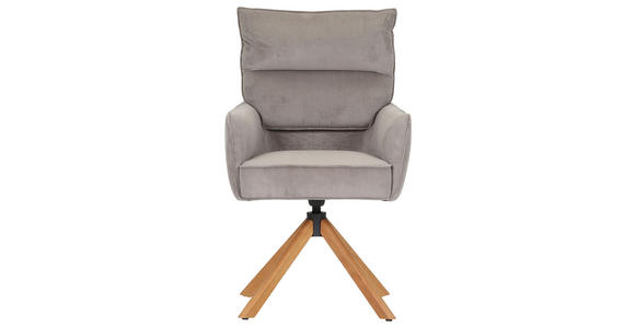 ARMLEHNSTUHL  Stoffauswahl, Sitzfläche 360° drehbar, automatische Rückholfunktion Cord  - Taupe/Eichefarben, Design, Holz/Textil (60/95/62cm) - Novel