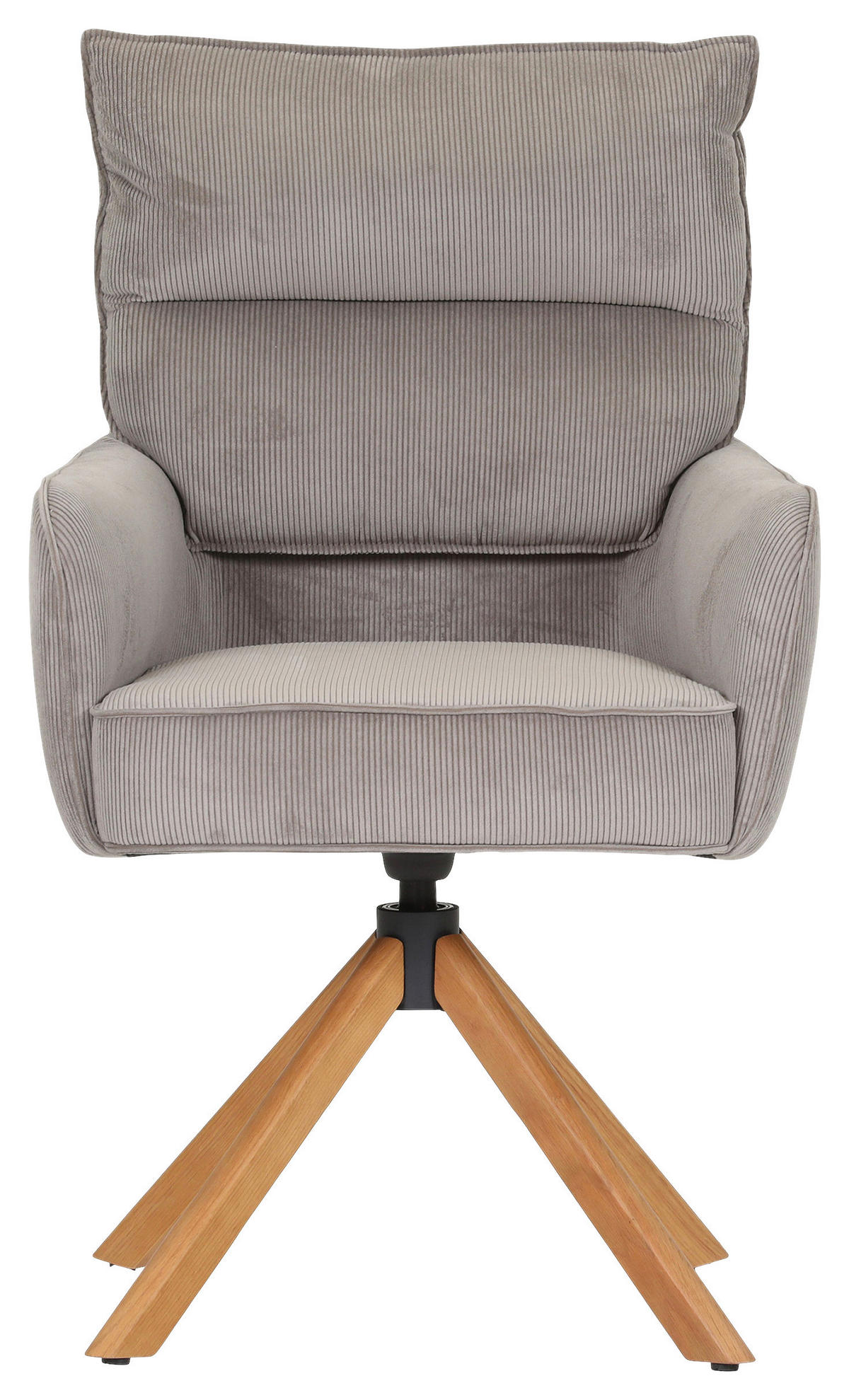 ARMLEHNSTUHL  Stoffauswahl, Sitzfläche 360° drehbar, automatische Rückholfunktion Cord  - Taupe/Eichefarben, Design, Holz/Textil (60/95/62cm) - Novel