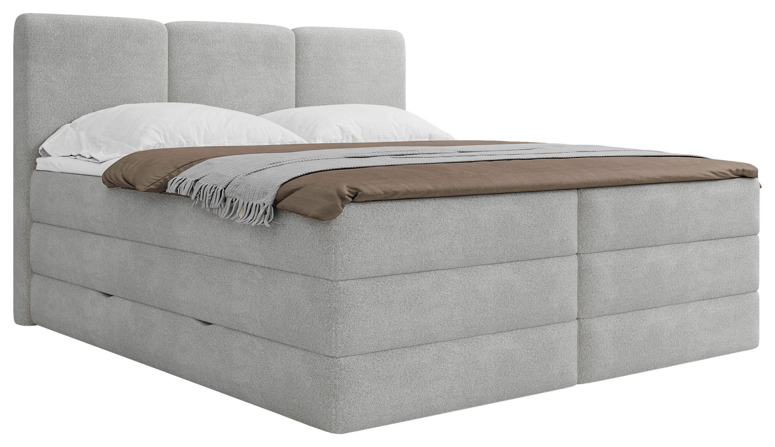 BOXSPRINGBETT 200/220 cm,  in Grau, Bettkasten, Topper, H2 + H3 = mittel + fest  - Schwarz/Grau, MODERN, Holz/Kunststoff (200/220cm) - MID.YOU