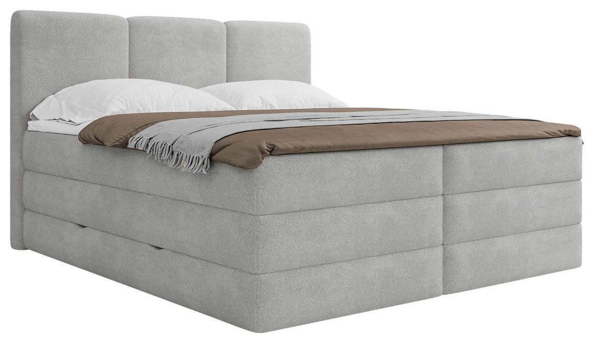 BOXSPRINGBETT 200/200 cm,  in Grau, Bettkasten, Topper, H2 + H3 = mittel + fest  - Schwarz/Grau, MODERN, Holz/Kunststoff (200/200cm) - MID.YOU