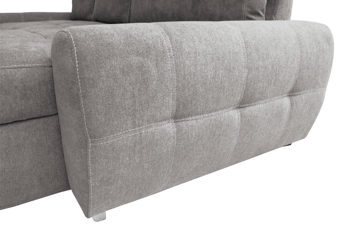 ECKSCHLAFSOFA Velours Fango  inkl. Bettkasten, Schlaffunktion  - Chromfarben/Fango, Design, Kunststoff/Textil (277/175cm) - Livetastic