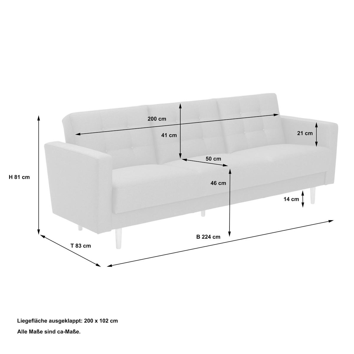 3-SITZER-SOFA in Flachgewebe Hellgrau  - Eschefarben/Hellgrau, Modern, Holz/Textil (224/81/83cm) - Max Winzer