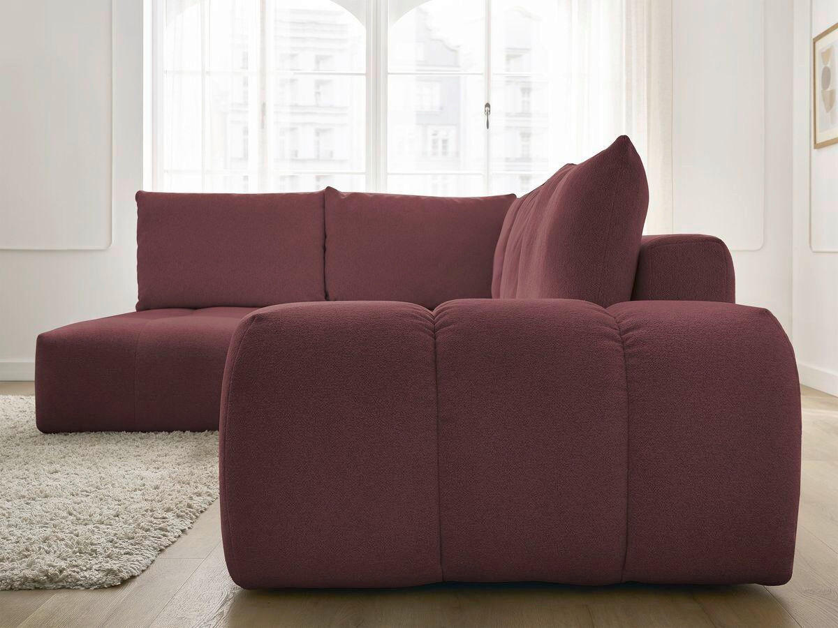 ECKSCHLAFSOFA EVEREST  mit Rücken echt, Armteil links, Armteil rechts Flachgewebe Rot  - Rot/Schwarz, MODERN, Kunststoff/Textil (320/212cm)