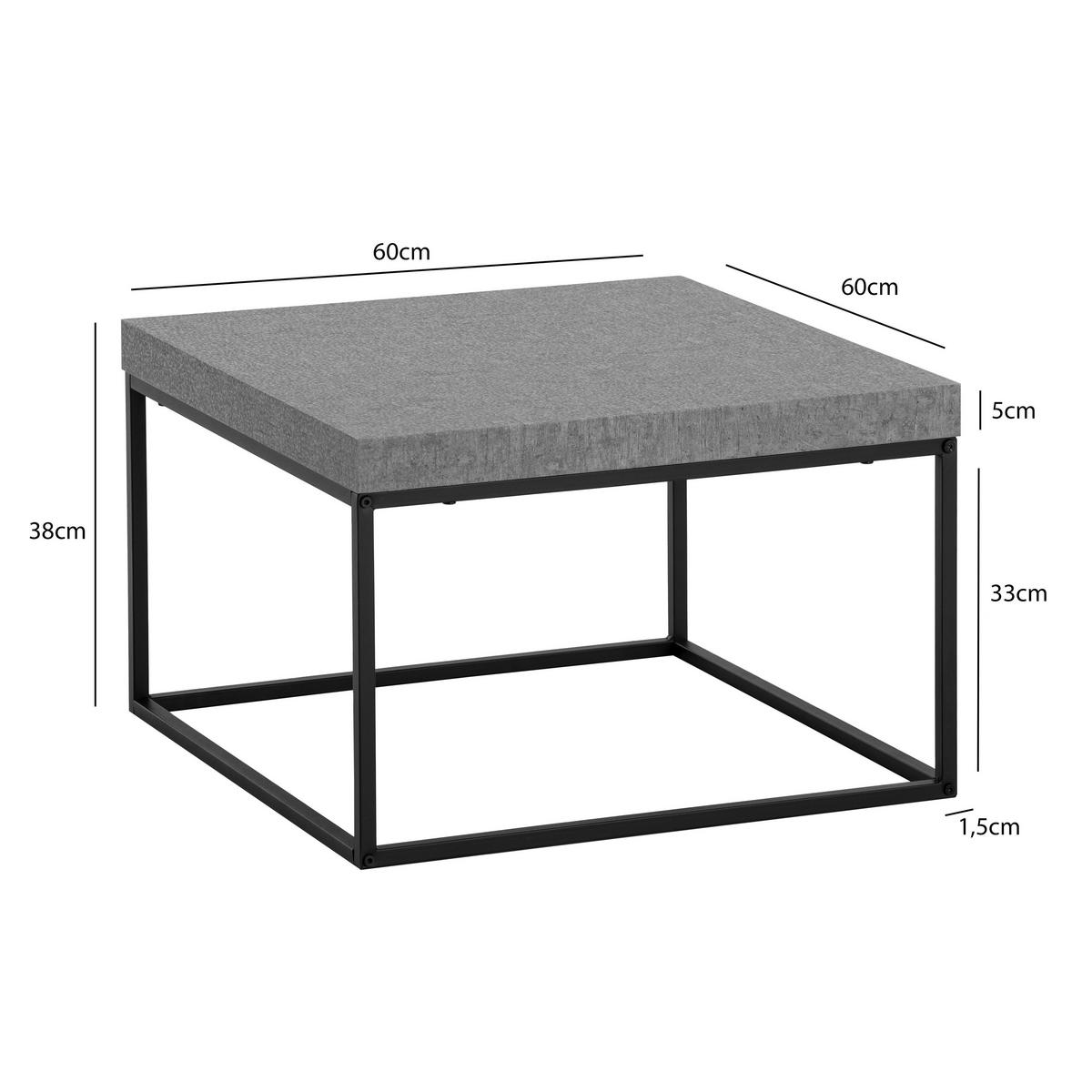 COUCHTISCH in Holzwerkstoff 60/60/38 cm  - Schwarz/Grau, Design, Holzwerkstoff/Metall (60/60/38cm) - Livetastic