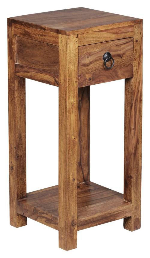 BEISTELLTISCH 30/30/68 cm Sheesham massiv Sheeshamfarben quadratisch  - Sheeshamfarben/Schwarz, Design, Holz/Metall (30/30/68cm) - MID.YOU