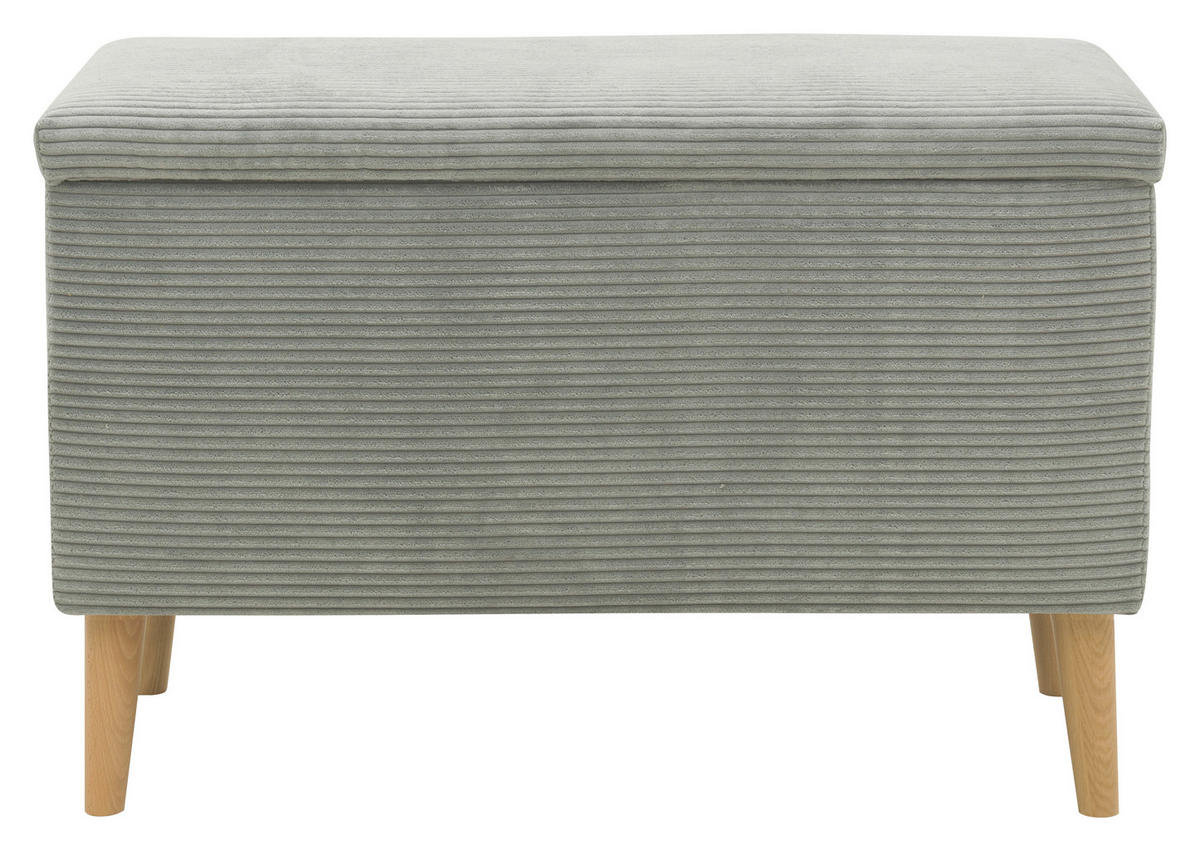 HOCKER 400 004  Cord Hellgrau  - Hellgrau/Naturfarben, Basics, Holz/Textil (91/58/41cm) - Livetastic