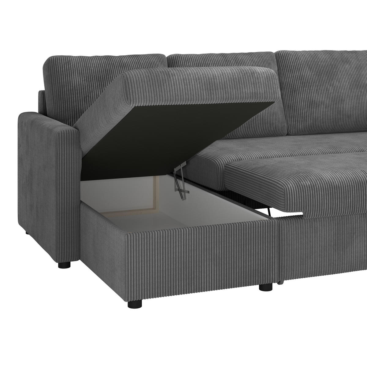 ECKSOFA Anthrazit  - Anthrazit/Schwarz, Basics, Holz/Kunststoff (215/145cm) - MID.YOU