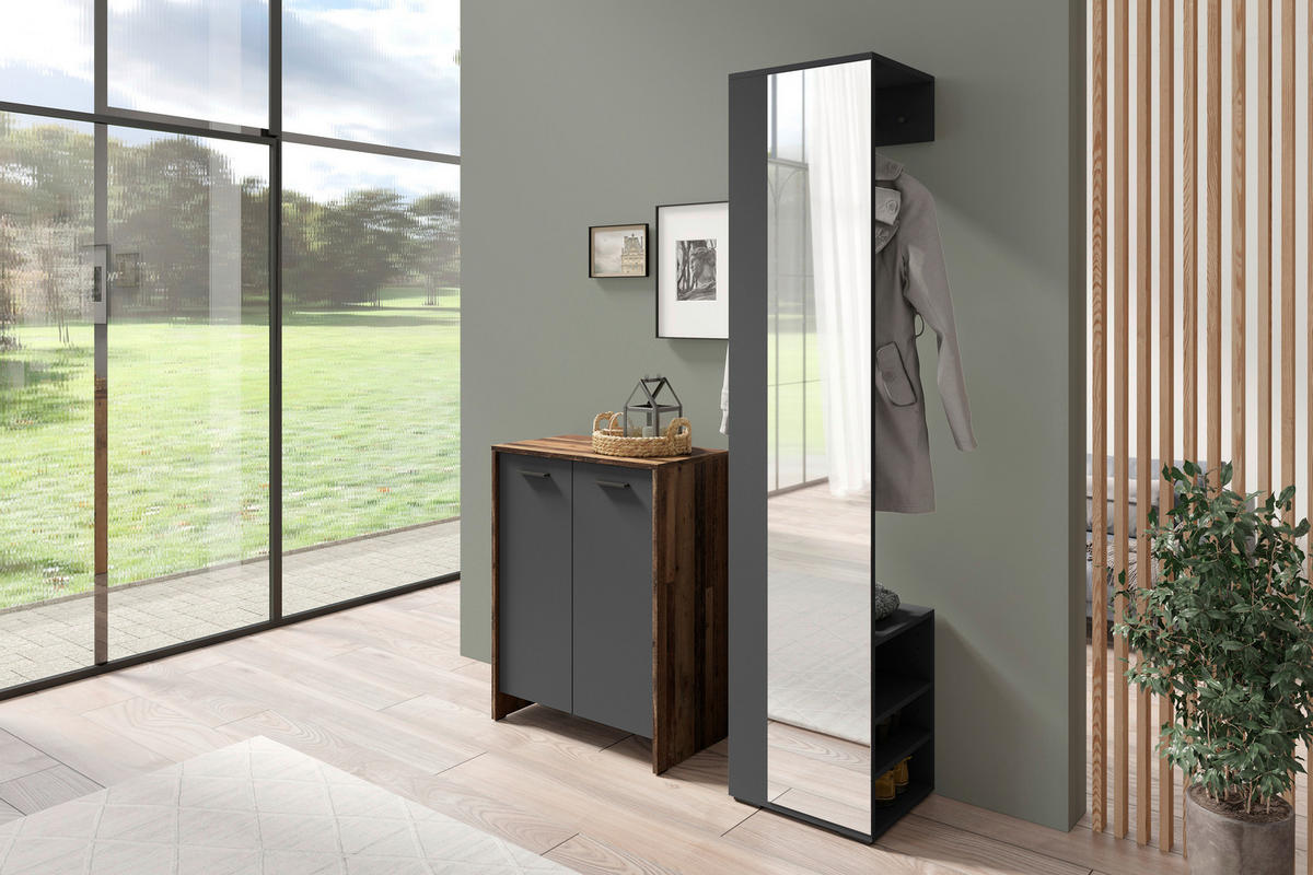 GARDEROBE  in 40/184/35 cm  - Anthrazit/Silberfarben, Design, Holzwerkstoff/Kunststoff (40/184/35cm) - Livetastic