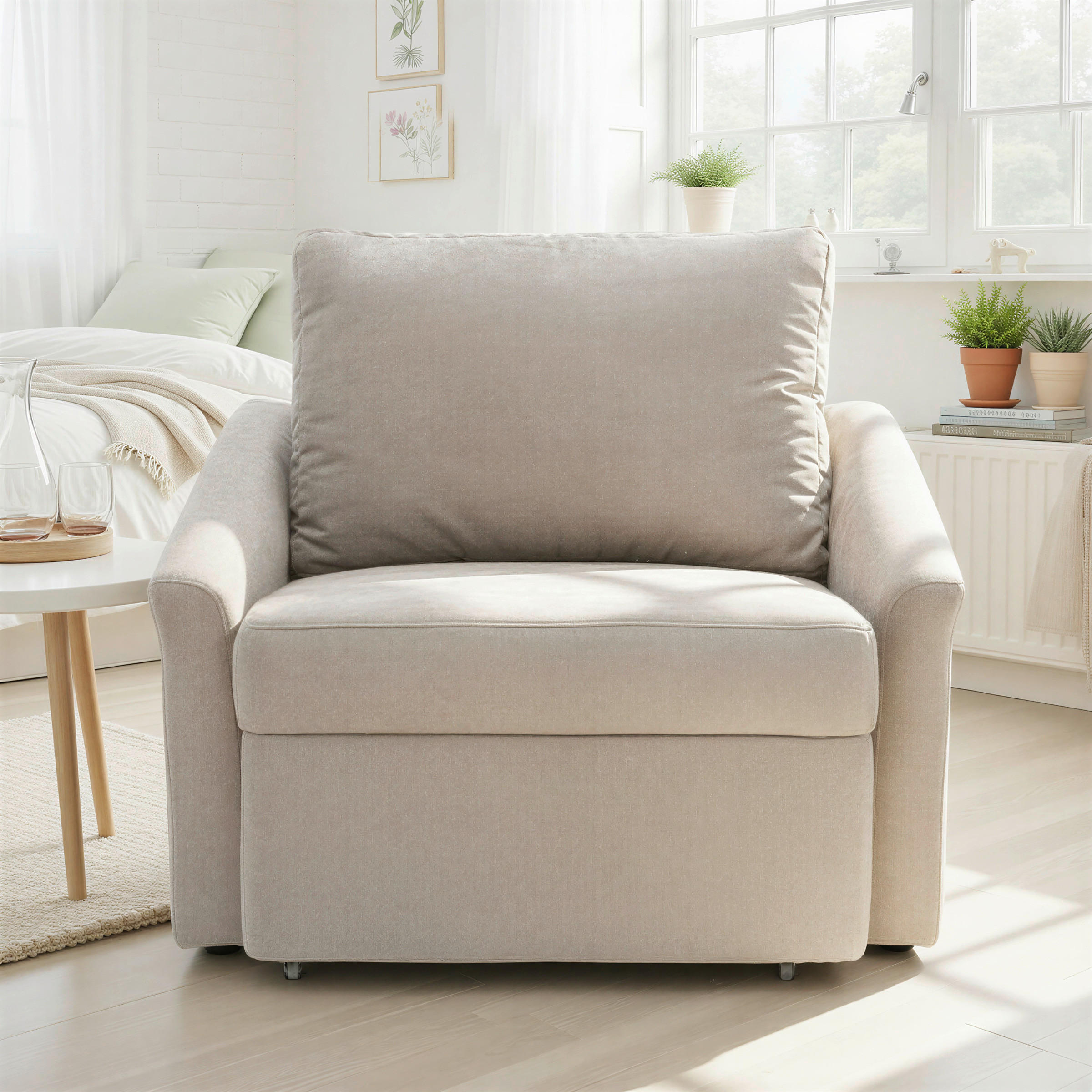 SCHLAFSESSEL RELAX BOX Mikrofaser Silberfarben    - Beige/Silberfarben, Basics, Kunststoff/Textil (108/86/96cm) - MID.YOU