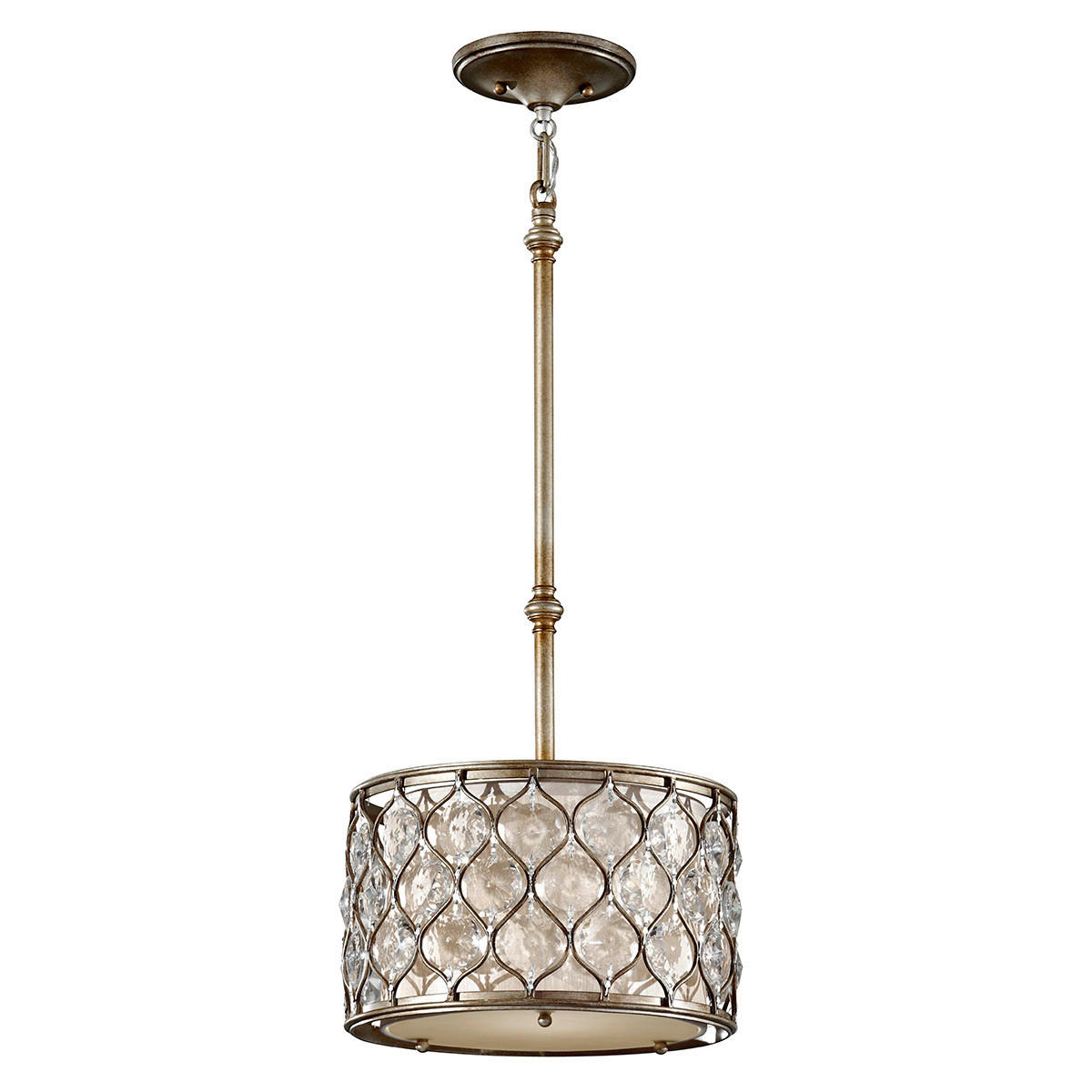 VISEČA SVETILKA  Elstead Lucia      31.8/36 cm      E27 - srebrne barve, Konvencionalno, kovina/steklo (31.8/36cm) - Elstead Lighting