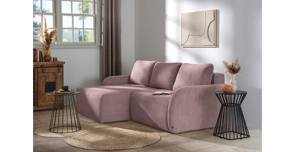 ECKSOFA in Cord Rosa  - Schwarz/Rosa, KONVENTIONELL, Kunststoff/Textil (217/146cm) - Carryhome