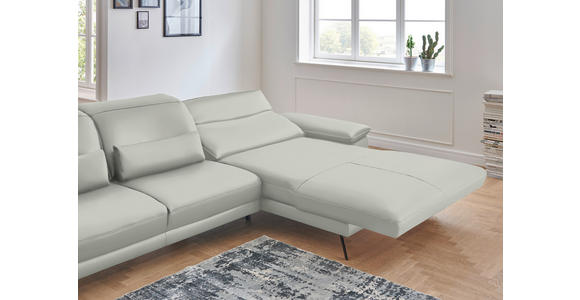 ECKSOFA in Echtleder Hellgrau  - Hellgrau/Schwarz, Design, Leder/Metall (328/193cm) - Dieter Knoll