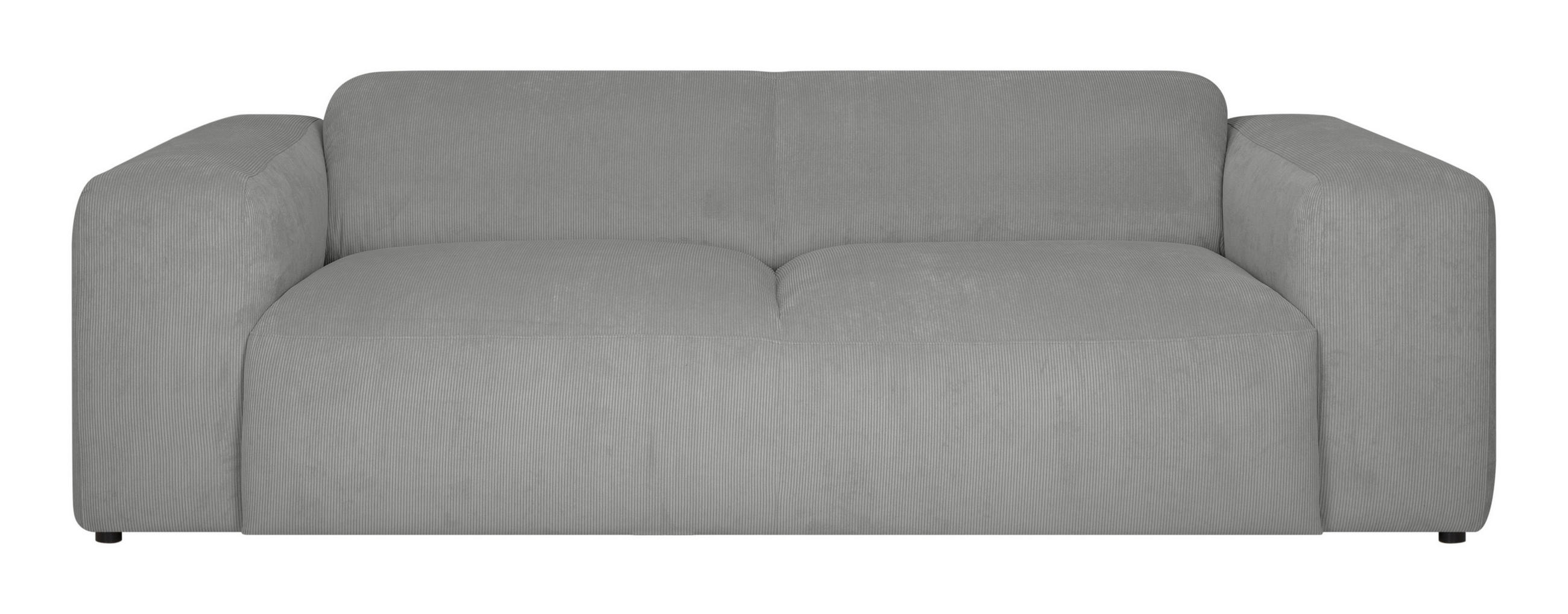 3-SITZER-SOFA HANNAH in Cord Hellgrau  - Hellgrau/Schwarz, Design, Kunststoff/Textil (247/75/104cm) - MID.YOU