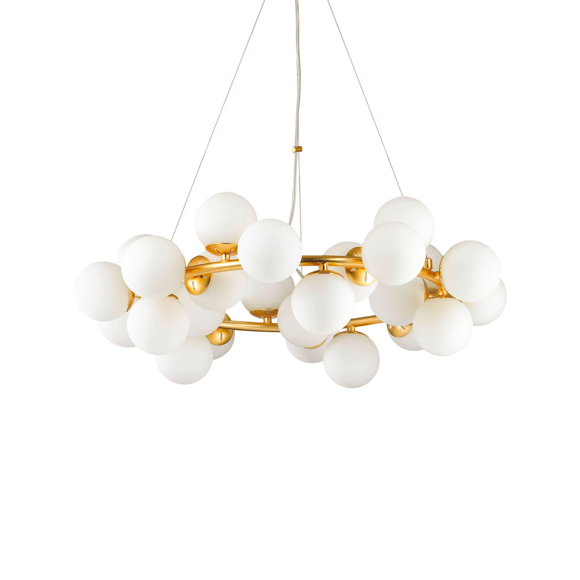 HÄNGELEUCHTE 70,5/48-21,3 cm  - Messingfarben/Weiß, KONVENTIONELL, Glas/Metall (70,5/48-21,3cm) - Ideal Lux