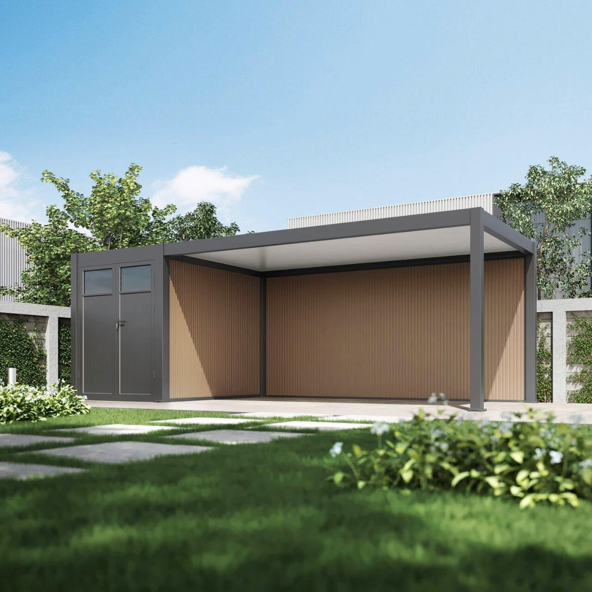 CARPORT 300/255/720 cm Aluminium  - Graphitfarben, Basics, Metall (300/255/720cm) - Gardenson