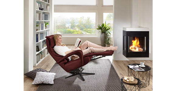 RELAXSESSEL in Leder Brombeere - Brombeere/Schwarz, Design, Leder/Metall (75/106/88cm) - Dieter Knoll