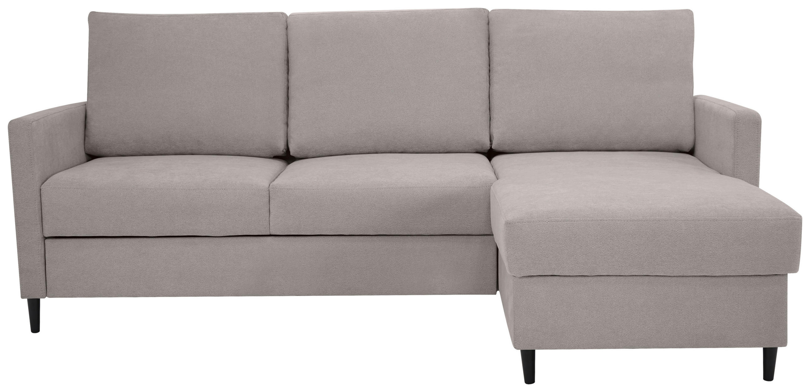 ECKSOFA Hellbraun Chenille  - Hellbraun/Schwarz, KONVENTIONELL, Holz/Textil (159/221cm) - Carryhome