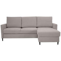 ECKSOFA Hellbraun Chenille  - Hellbraun/Schwarz, KONVENTIONELL, Holz/Textil (159/221cm) - Carryhome