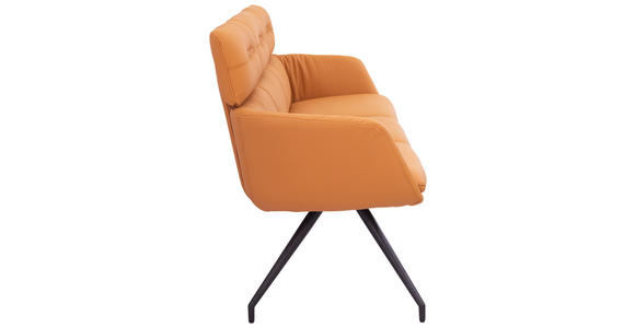 SITZBANK 200/91/70 cm Echtleder Schwarz, Cognac  - Cognac/Schwarz, Design, Leder/Metall (200/91/70cm) - Dieter Knoll