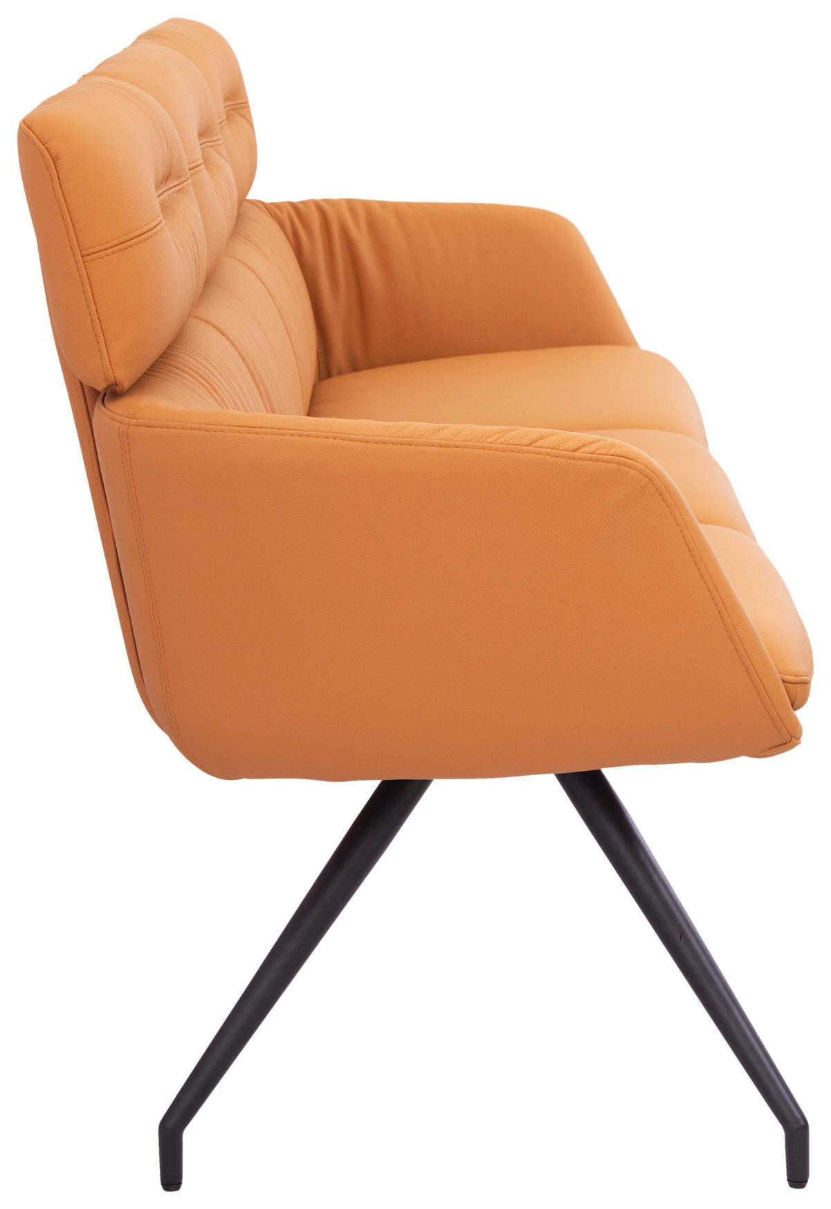 SITZBANK 200/91/70 cm Echtleder Cognac, Schwarz  - Cognac/Schwarz, Design, Leder/Metall (200/91/70cm) - Dieter Knoll