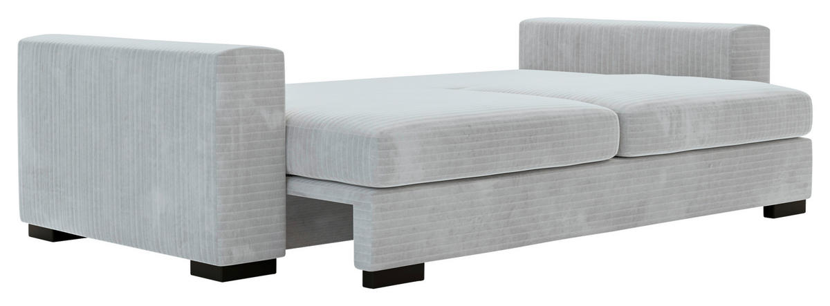 SCHLAFSOFA  mit Liegefunktion, Schlafen auf Sitzhöhe, Rücken echt Flachgewebe Hellgrau  - Hellgrau/Schwarz, KONVENTIONELL, Kunststoff/Textil (236/78/114cm) - Carryhome