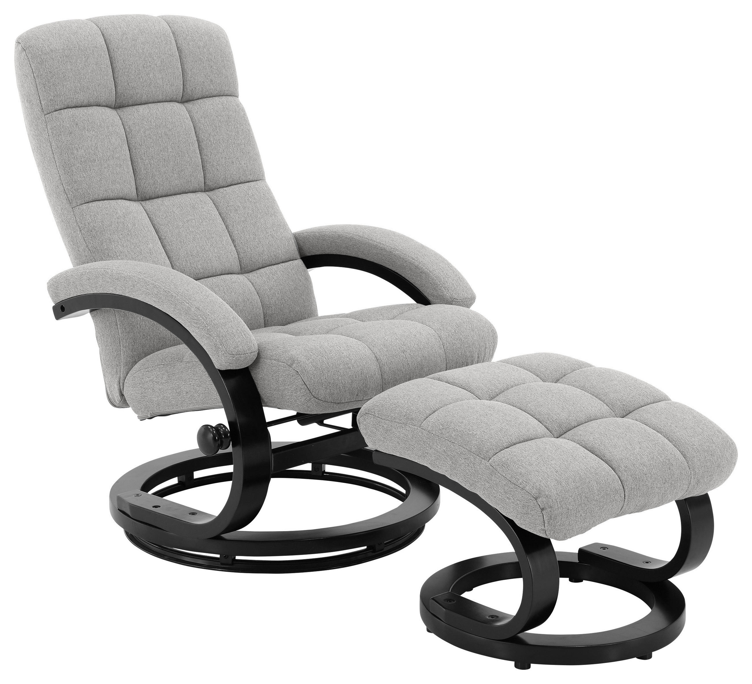 P & B RELAXAČNÍ KŘESLO S TABURETEM, textil, béžová