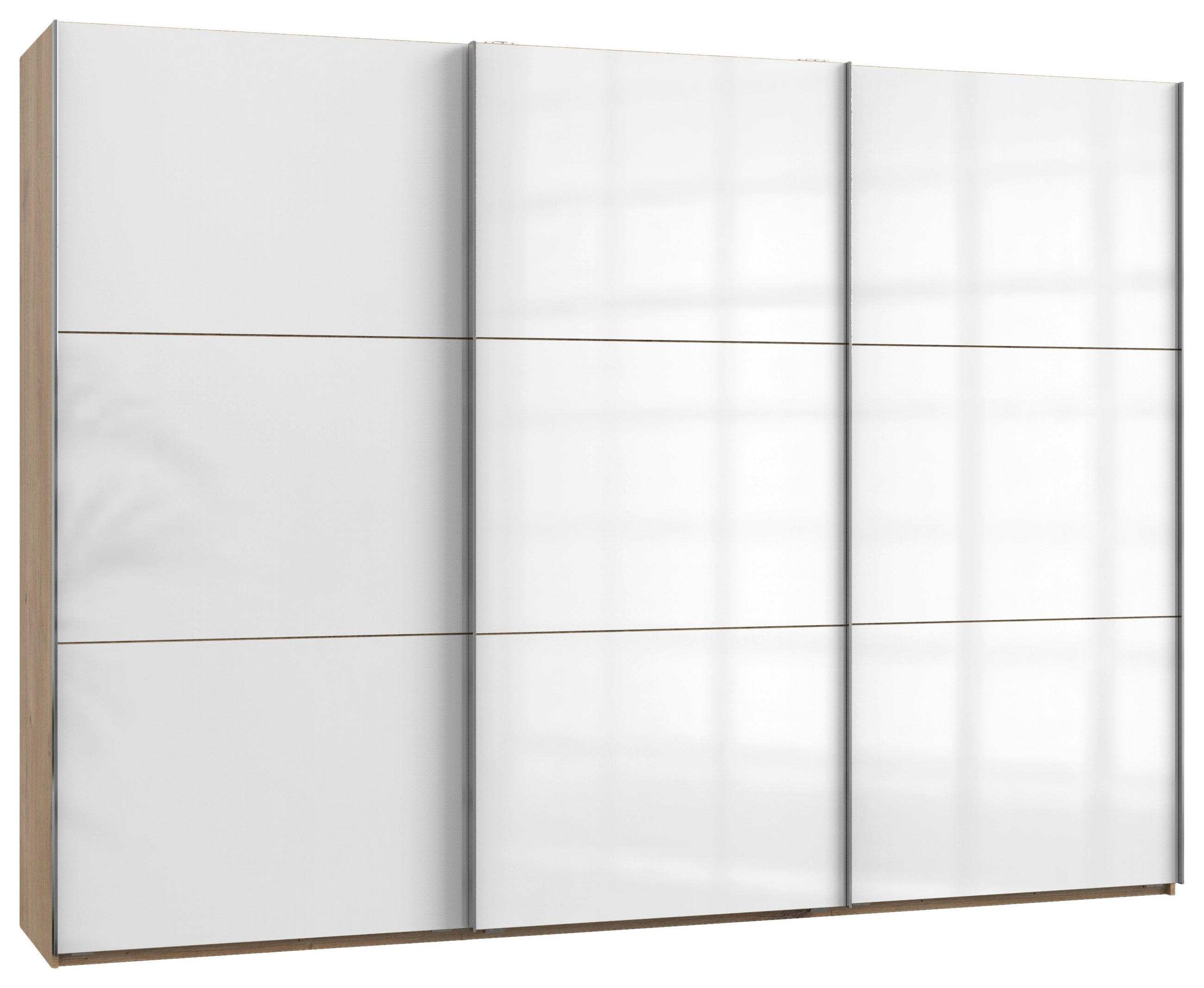 SCHWEBETÜRENSCHRANK in Weiss, Eichefarben  - Chromfarben/Weiss, Modern, Holzwerkstoff (300/216/65cm) - MID.YOU