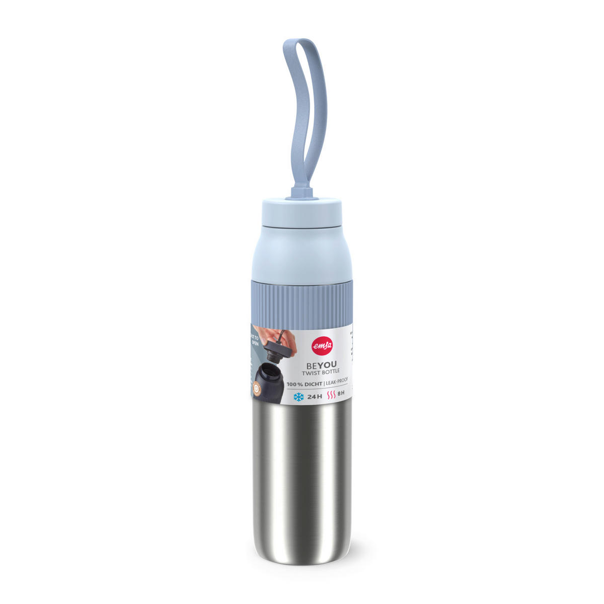 ISOLIERFLASCHE beYou 0,7L L  - Pastellblau, Basics, Metall (7,4/7,4/29,5cm) - Emsa