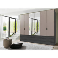 FALTTÜRENSCHRANK 300/236/58 cm 3-türig Graphitfarben, Grau, Sahara  - Schwarz/Graphitfarben, Design, Glas/Holzwerkstoff (300/236/58cm) - Boxxx