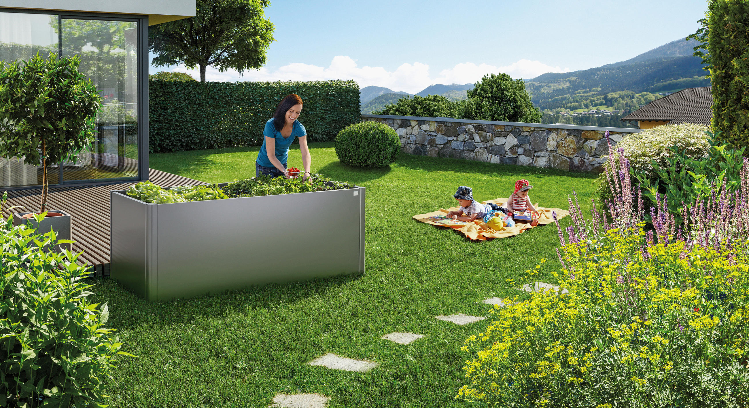 HOCHBEET - Dunkelgrau, Design, Metall (201/77/201cm) - Biohort