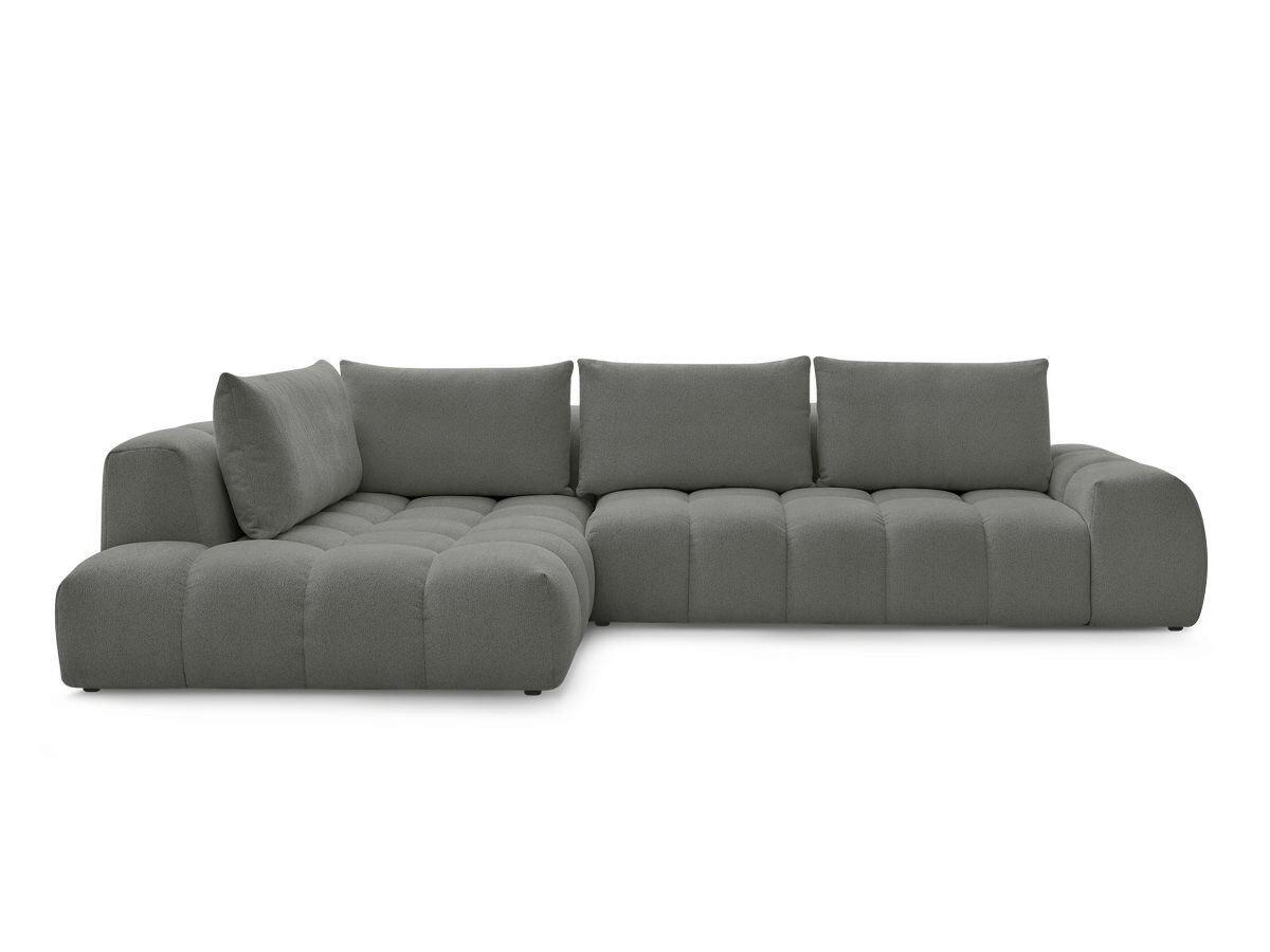 ECKSOFA Ottomane links  EVEREST Dunkelgrau Flachgewebe  - Dunkelgrau/Schwarz, MODERN, Kunststoff/Textil (210/352cm)
