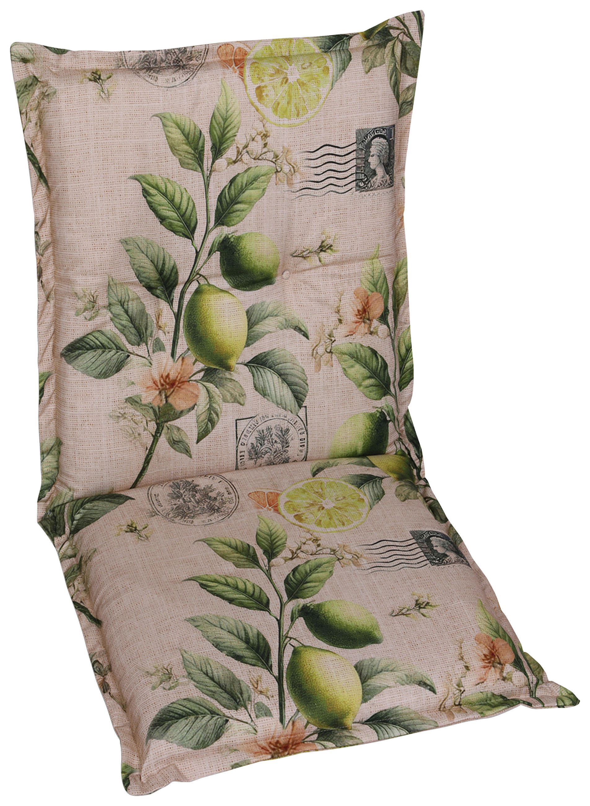 SESSELAUFLAGE Zitronen  - Sandfarben, Design, Textil (100/7/50cm)