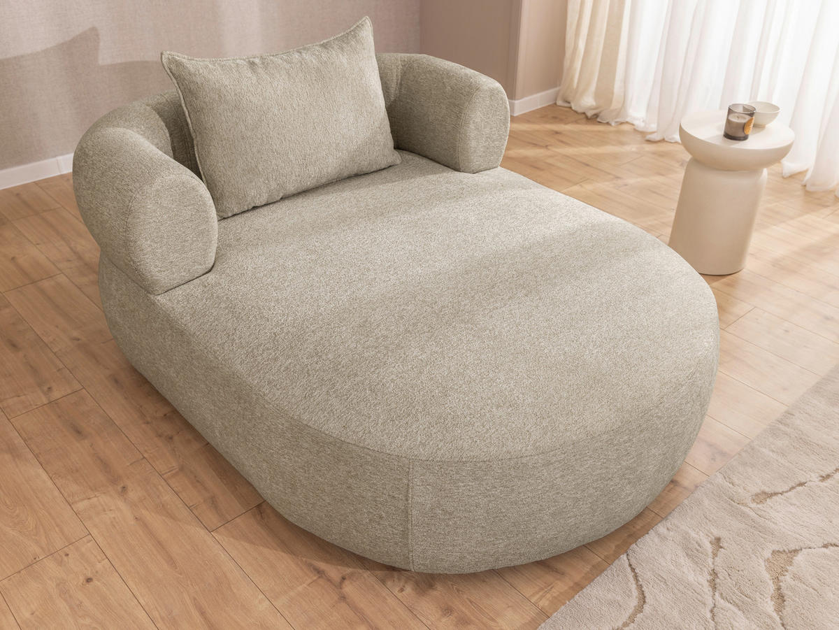 XXL-SESSEL Chenille Beige    - Beige/Schwarz, Design, Kunststoff/Textil (122/76/156cm) - Livetastic