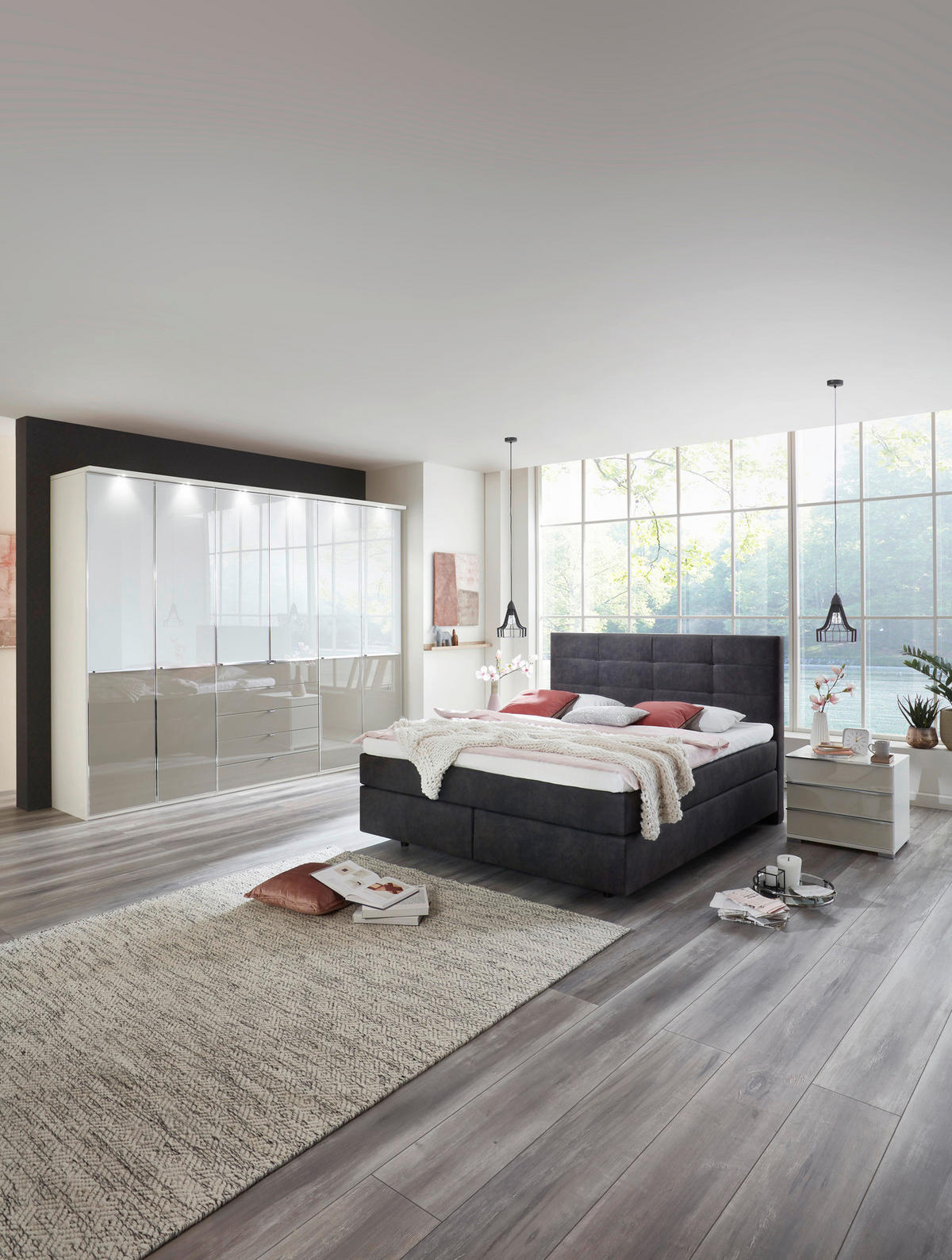 BOXSPRINGBETT 200/200 cm  in Schlammfarben  - Chromfarben/Schlammfarben, Konventionell, Kunststoff/Textil (200/200cm) - Voleo