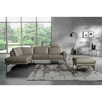 ECKSOFA Echtleder Grau  - Schwarz/Grau, Design, Leder/Metall (250/273cm) - Livetastic