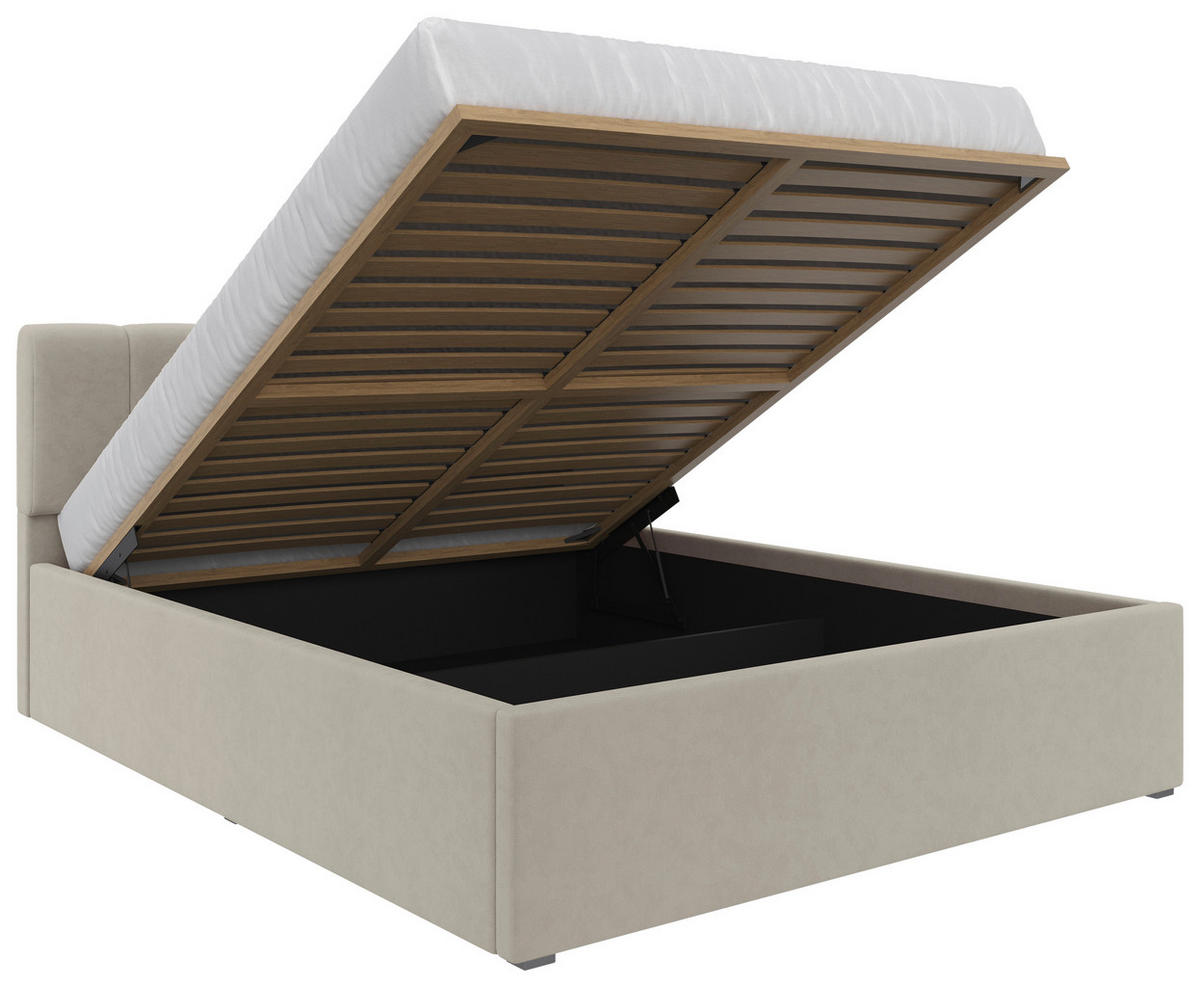POLSTERBETT Lattenrost, Bettkasten Beige 160/200 cm  - Beige/Schwarz, Design, Holz/Kunststoff (160/200cm) - Stylife