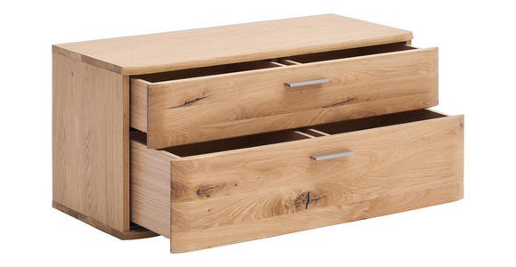 GARDEROBENBANK  in 90/44/38 cm  - Eichefarben/Nickelfarben, Natur, Holz/Metall (90/44/38cm) - Linea Natura