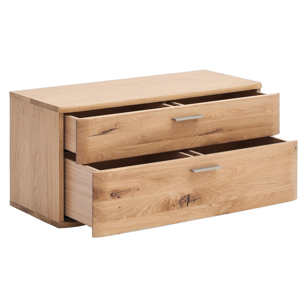 Thumbnail - Mid.you Garderobenbank, Eiche, Metall, Balkeneiche, furniert, massiv, 2 Schubladen, 90x44x38 cm, Garderobe, Garderobenbä...