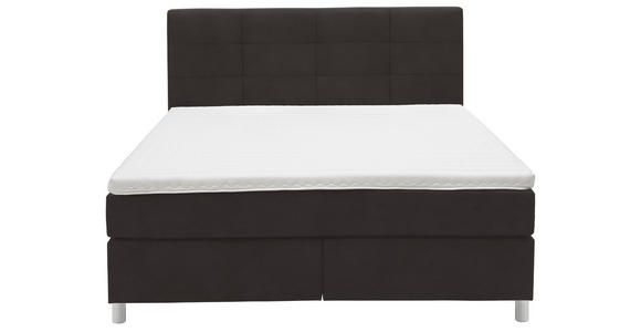 BOXSPRINGBETT 180/200 cm  in Dunkelbraun  - Chromfarben/Dunkelbraun, KONVENTIONELL, Kunststoff/Textil (180/200cm) - Voleo