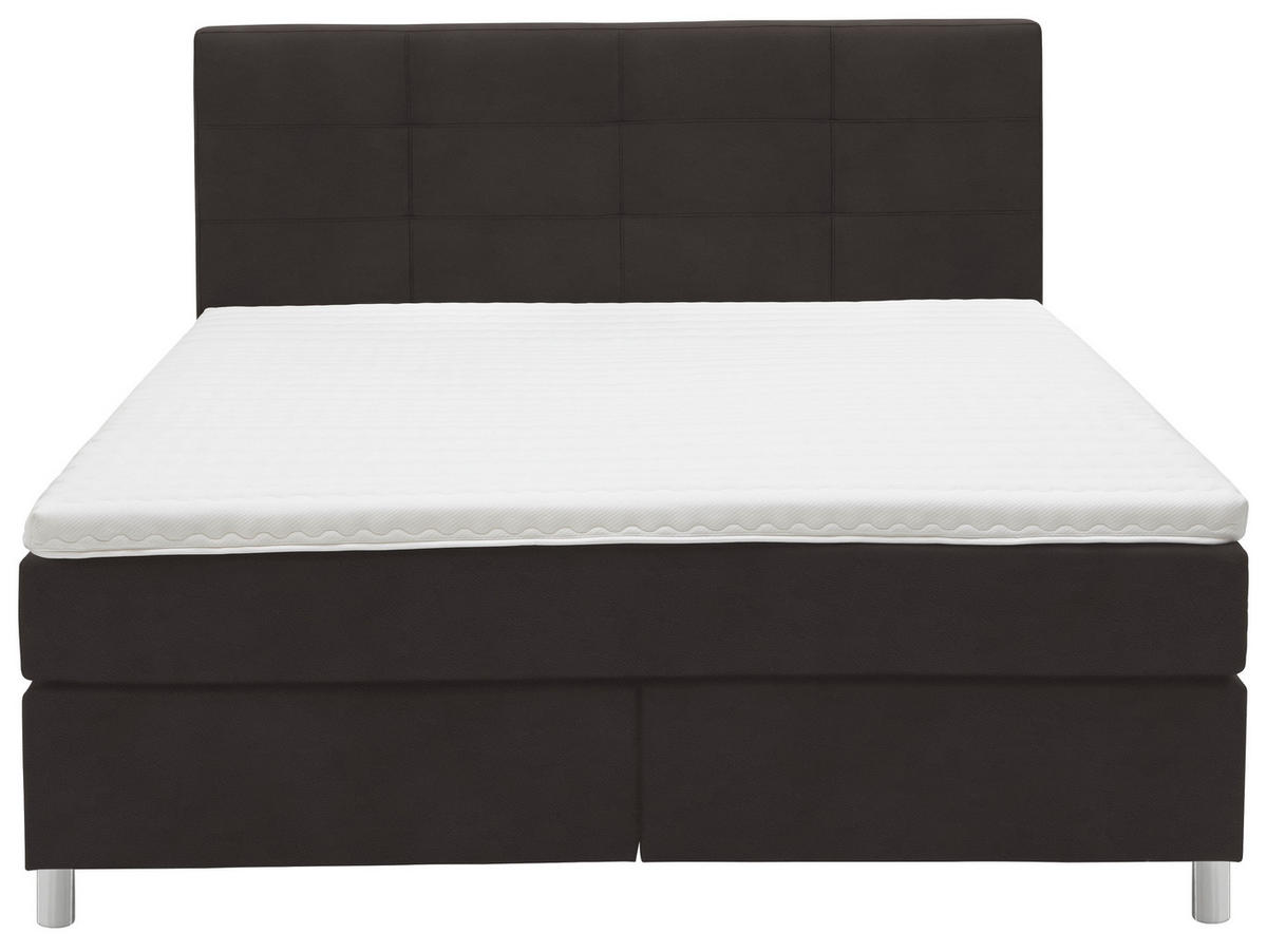 BOXSPRINGBETT 200/200 cm  in Dunkelbraun  - Chromfarben/Dunkelbraun, Konventionell, Kunststoff/Textil (200/200cm) - Voleo