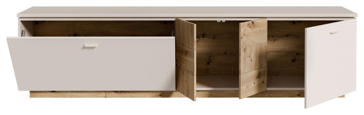 TV-ELEMENT barve hrasta, peščene barve  - siva/barve hrasta, Moderno, kovina/umetna masa (224,8/57,7/41,6cm) - Hom`in